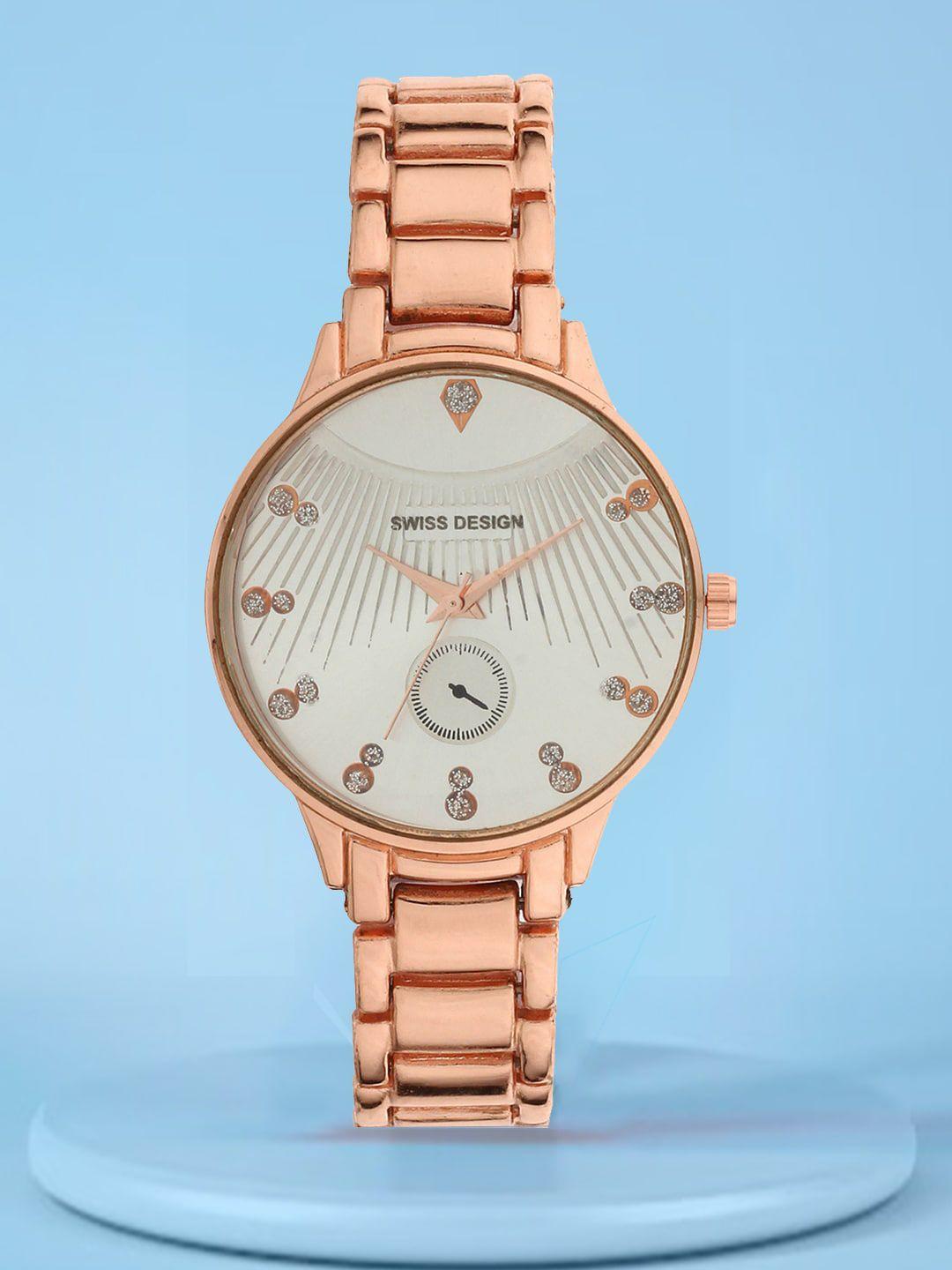 swiss design women embellished dial & bracelet style straps analogue watch sdwatch24-g7