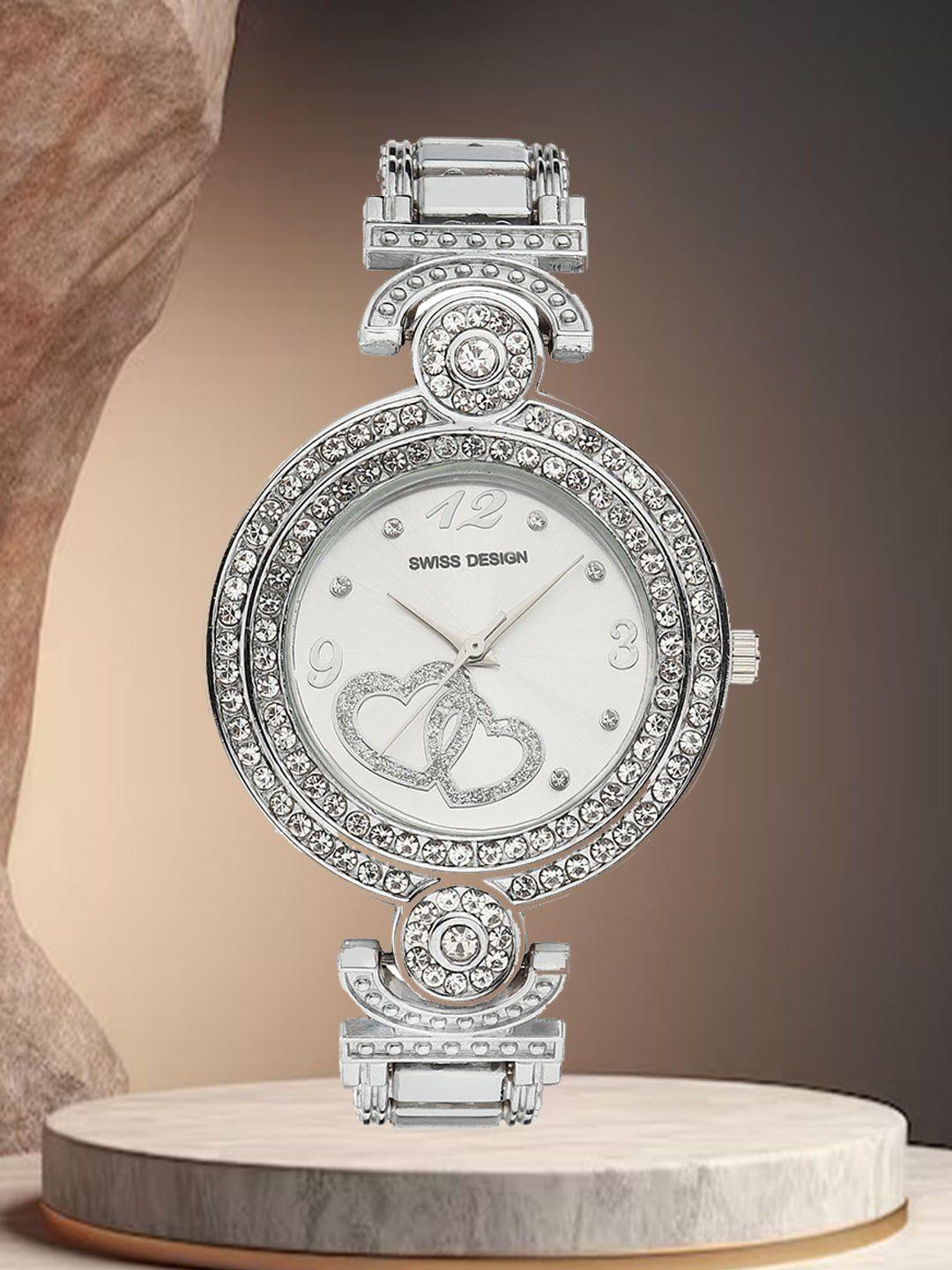 swiss design women embellished dial & bracelet style straps analogue watch sdwatch24-wa1