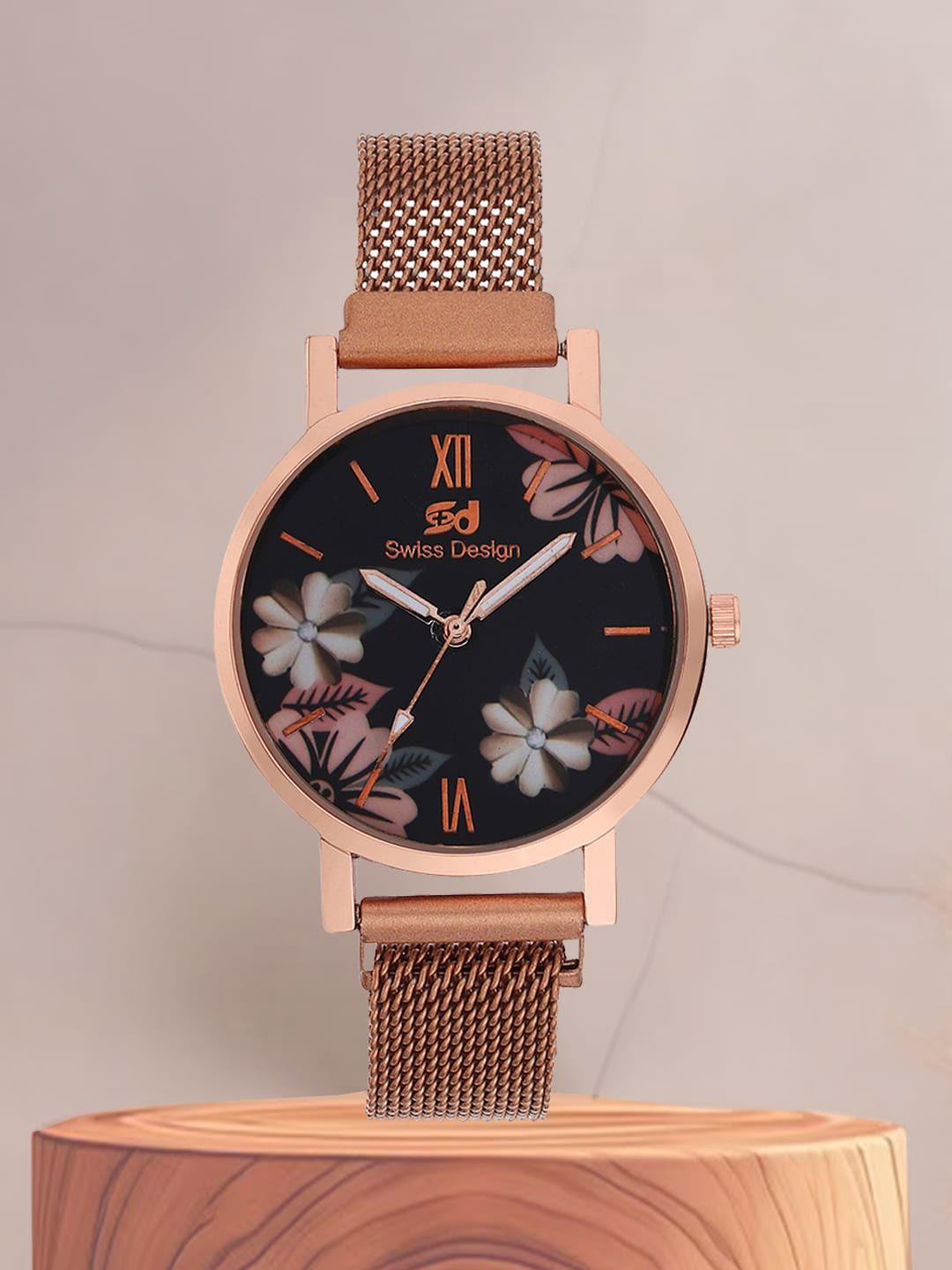 swiss design women printed dial analogue watch sdwatch24-016-rg03