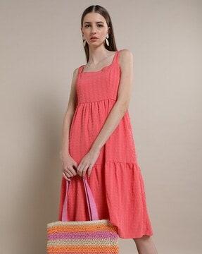 swiss-dot embroidered tiered dress