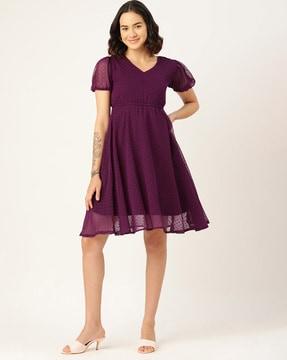 swiss dot fit & flare dress