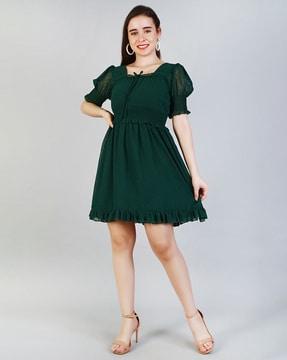 swiss-dot skater dress with tie-up