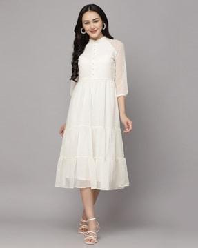 swiss dot tiered dress