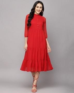 swiss dot tiered dress