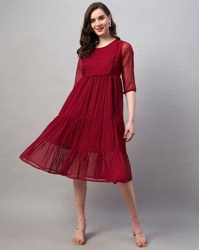 swiss-dot tiered dress