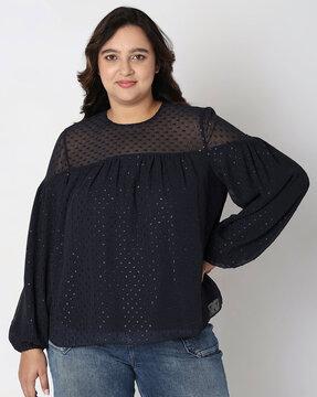 swiss-dot top with full sleeves