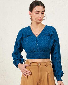 swiss-dot top with ruffles