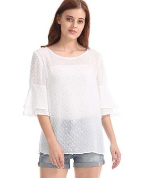 swiss-dot top with tiered sleeves