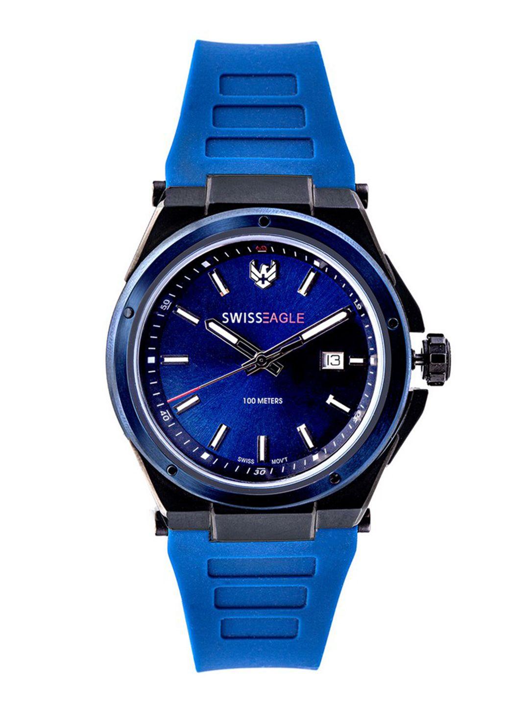 swiss eagle men blue analogue watch se-9100-02