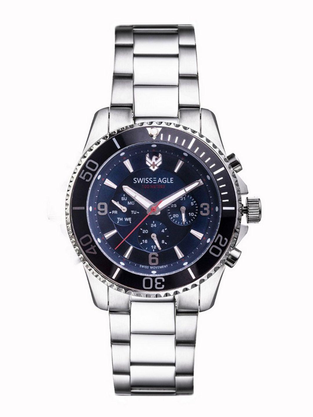 swiss eagle men navy blue analogue watch se-9168-11