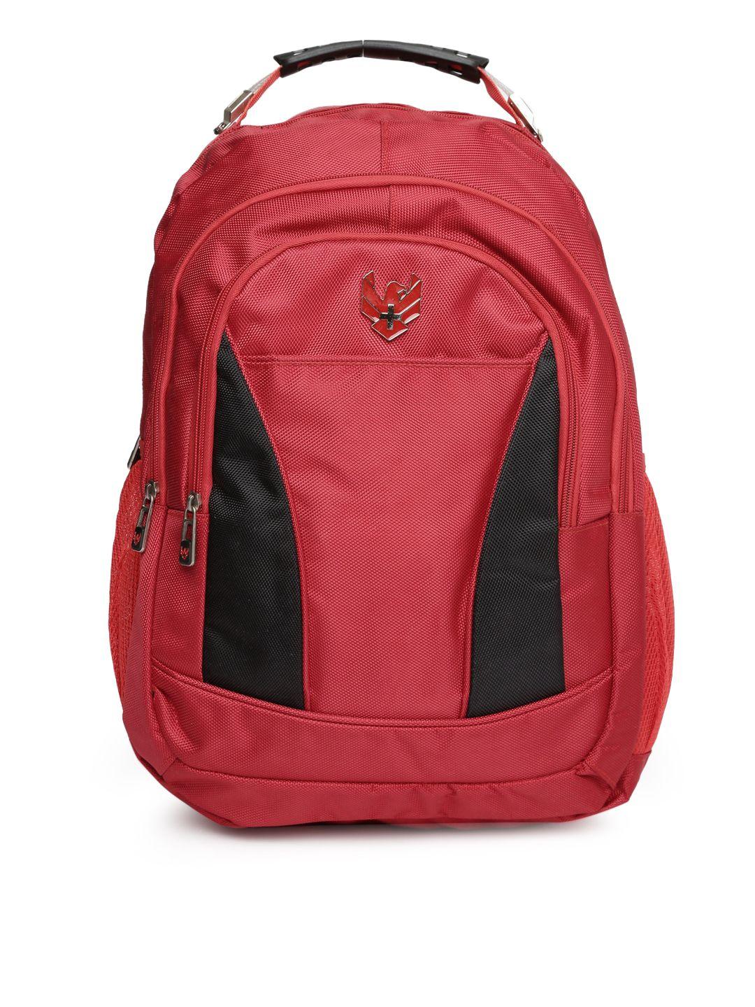 swiss eagle unisex red & black colourblocked laptop backpack