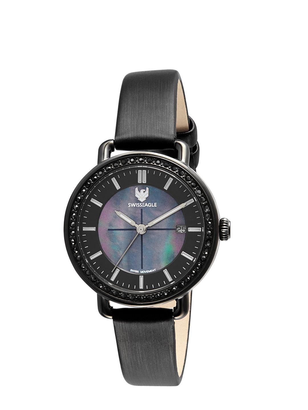 swiss eagle women black analogue watch