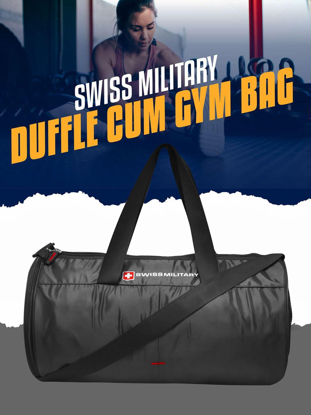 swiss military black solid travel duffle with separate shoes compartment