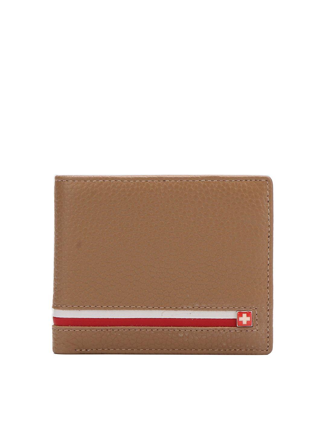 swiss military camel brown & white leather two fold wallet