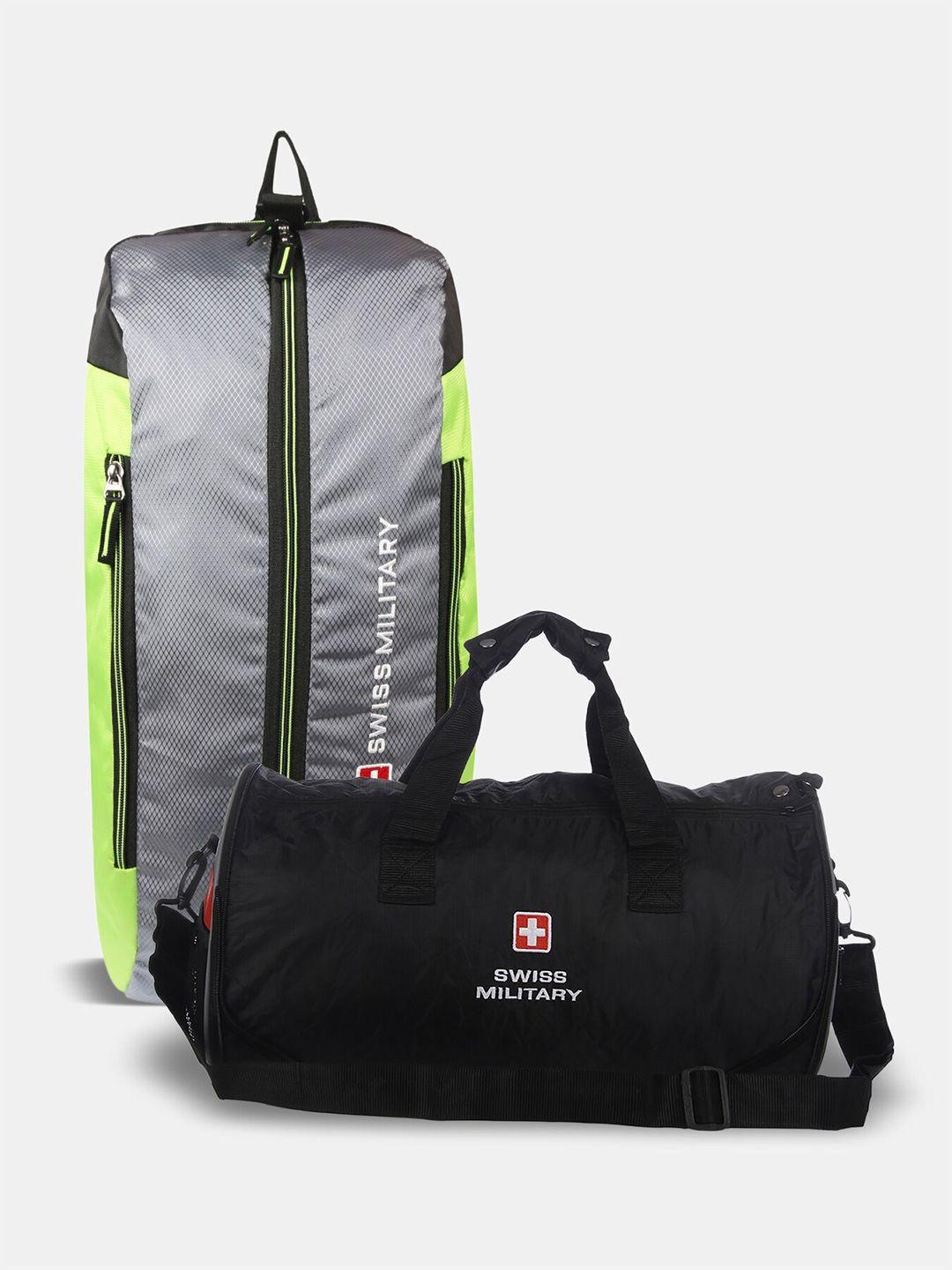 swiss military colourblocked water resistant backpack & foldable sports bag