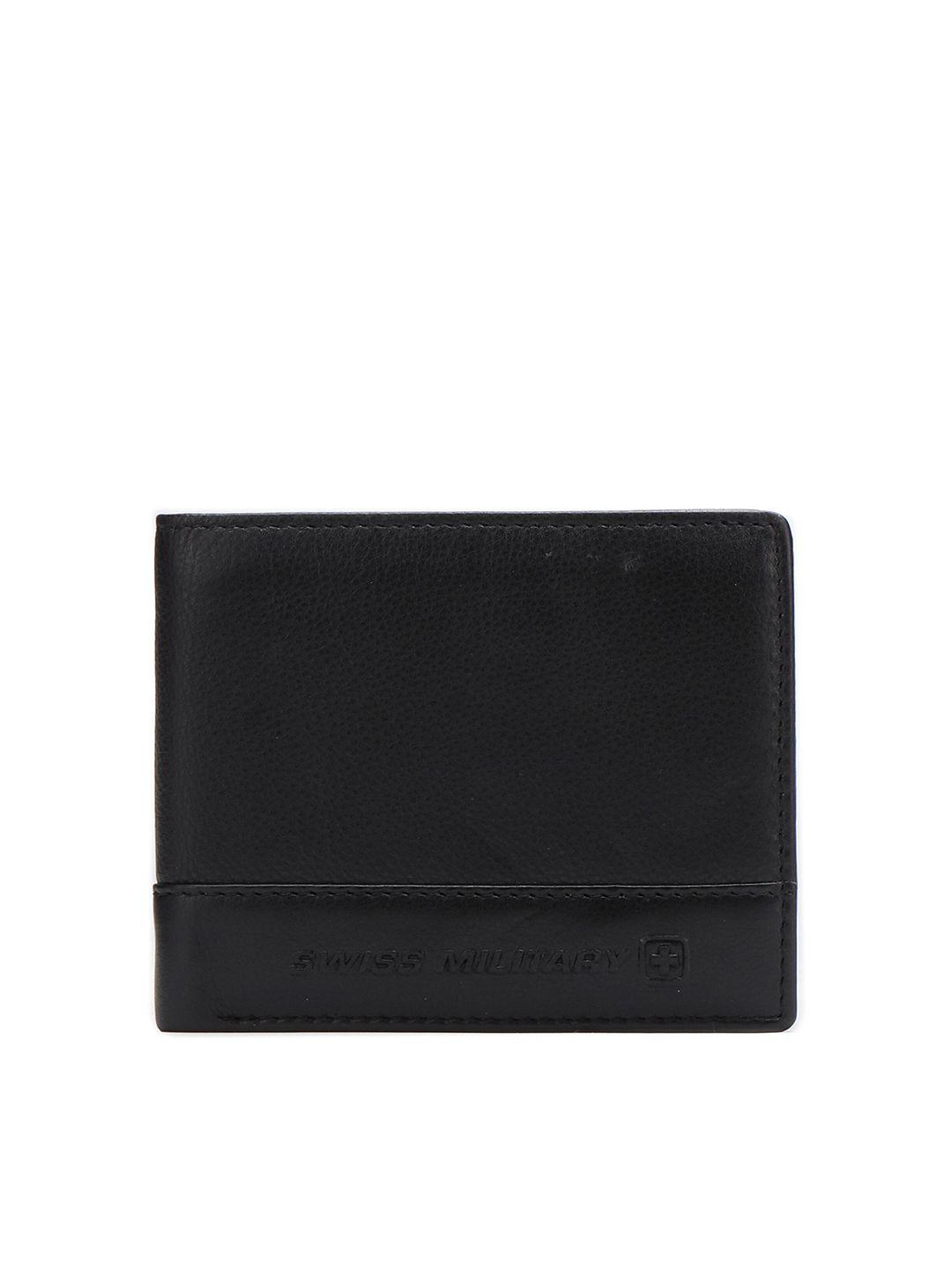 swiss military men black & red leather two fold wallet