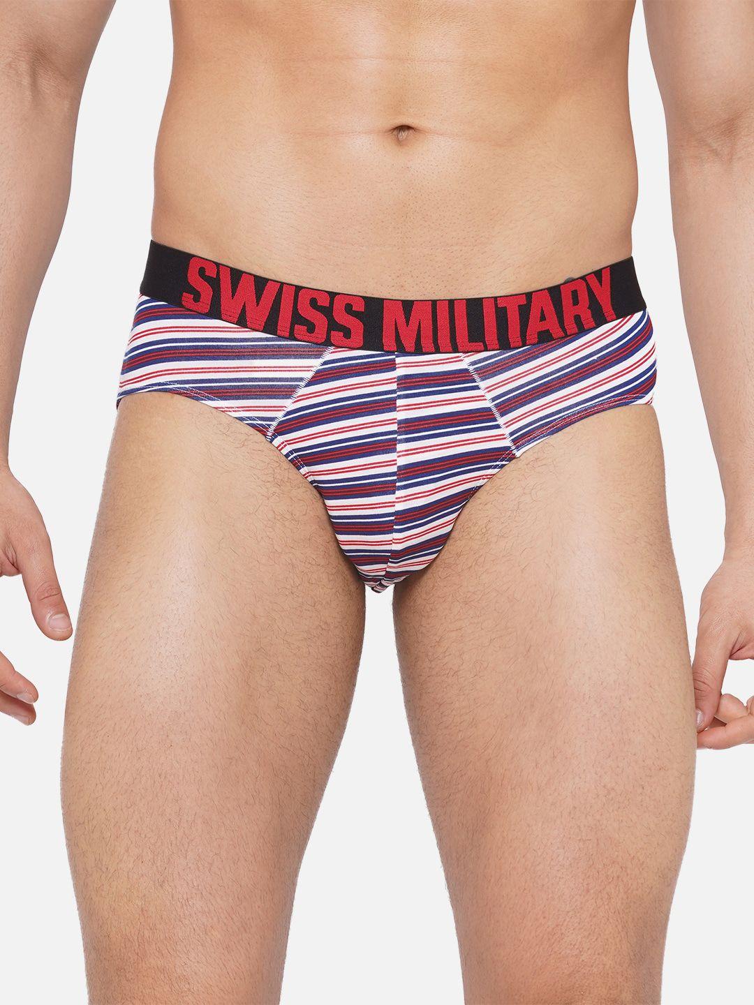swiss military men striped mid-rise anti microbial basic brief