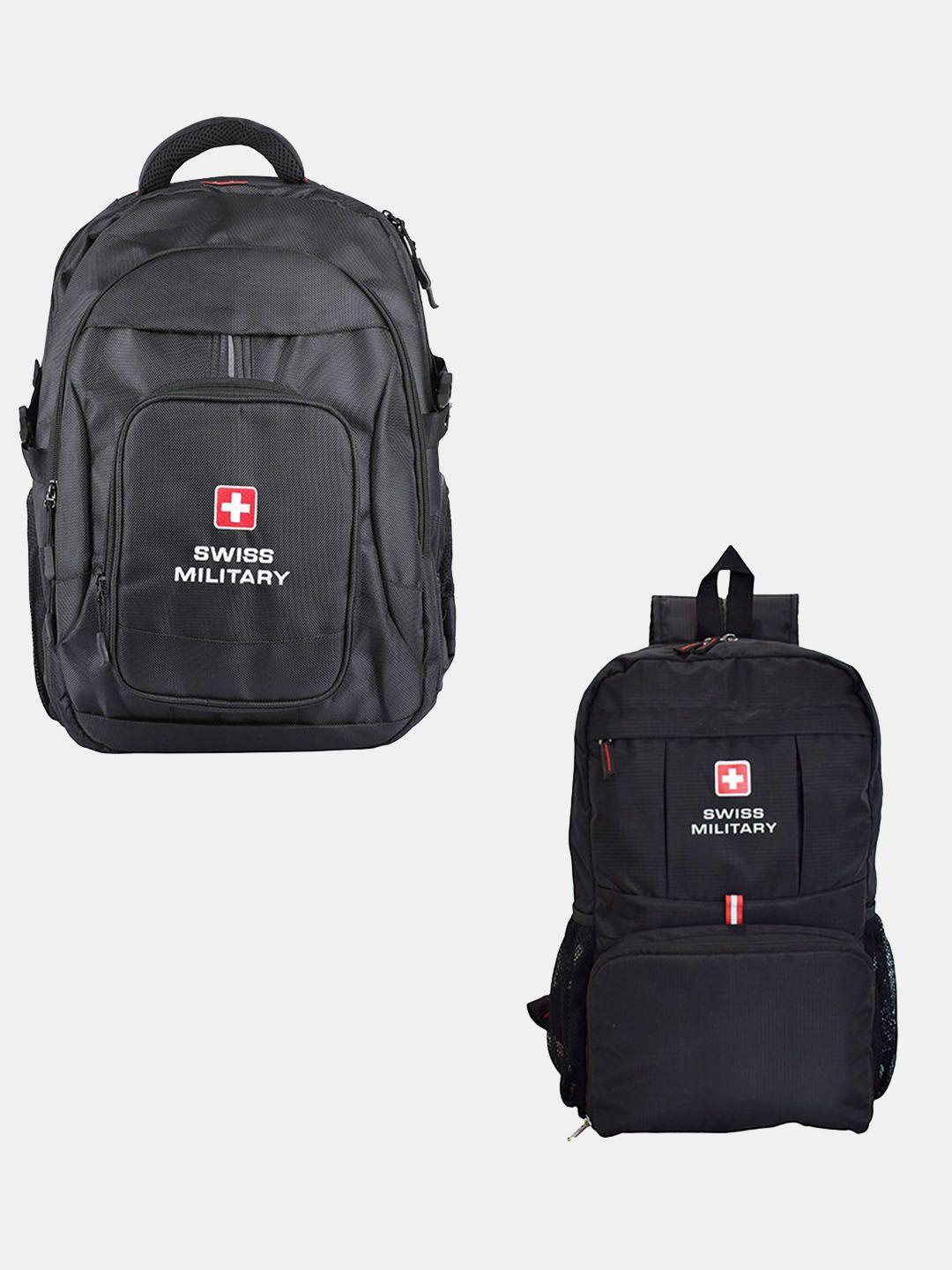 swiss military pack of 2 printed medium laptop backpack and foldable bag