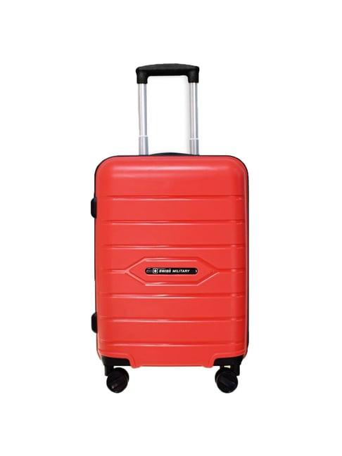 swiss military red striped hard cabin trolley bag - 20 cm