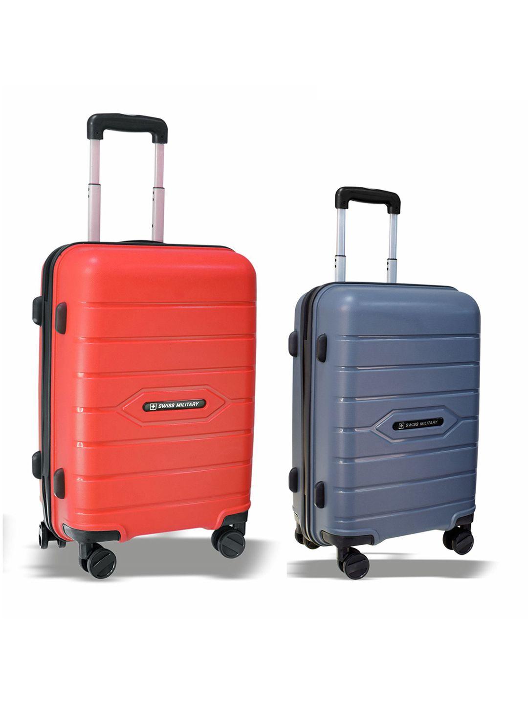 swiss military set of 2 solid hard-sided trolley suitcases