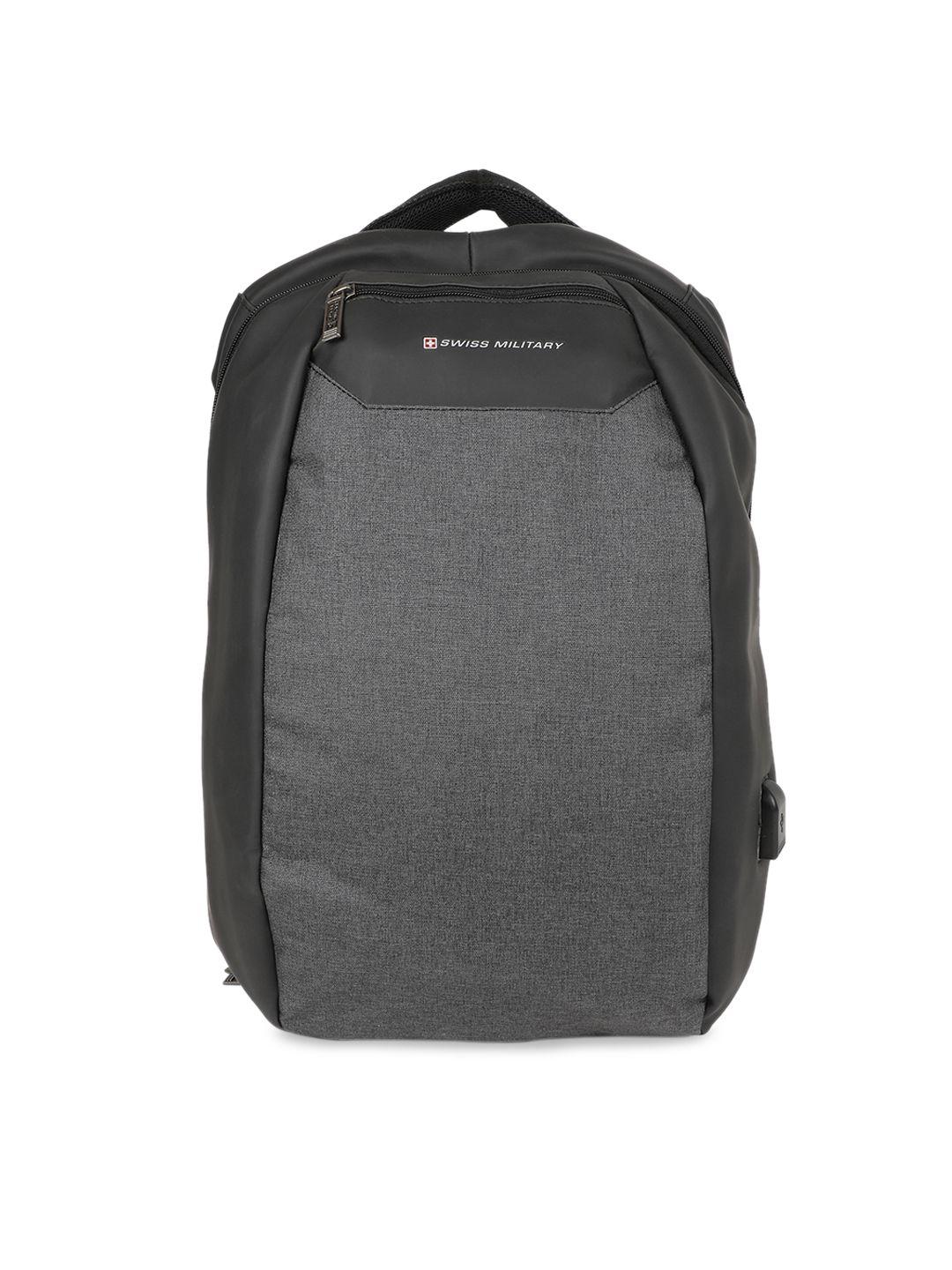 swiss military unisex black & grey solid backpack