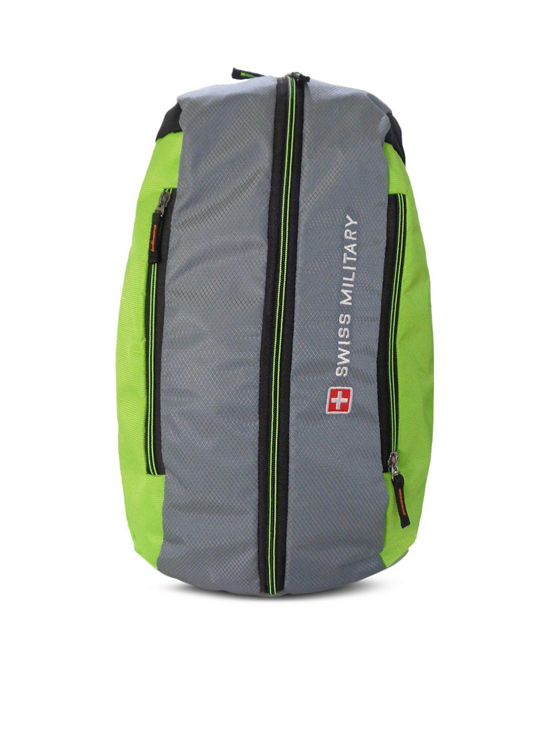 swiss military unisex grey & green solid backpack