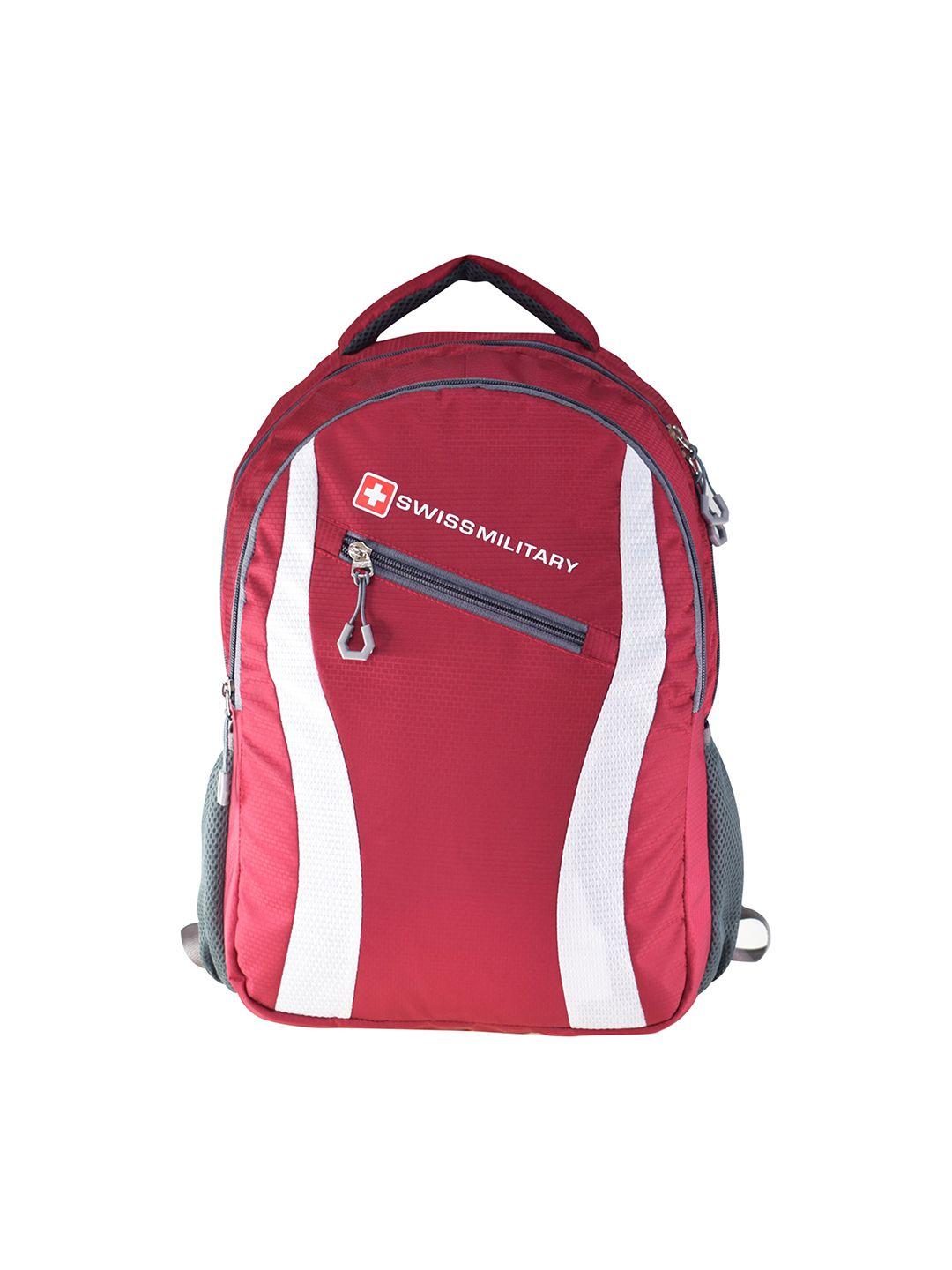 swiss military unisex red & white brand logo laptop backpack