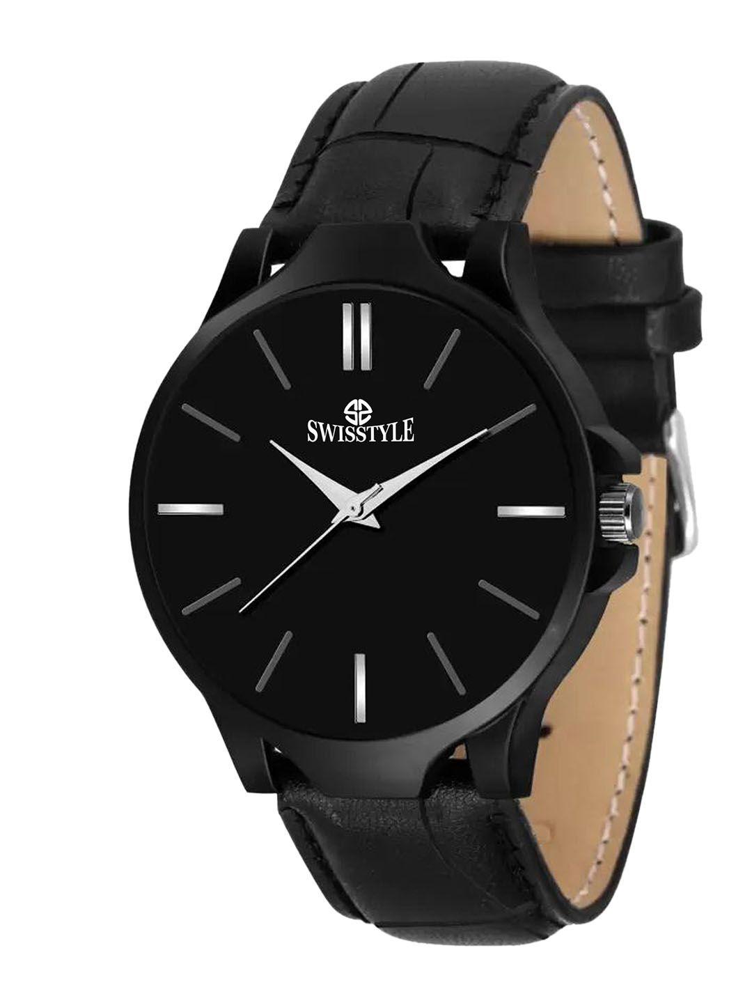 swisstyle men dial & foldover straps analogue watch ss-gr089-brw-blk-black