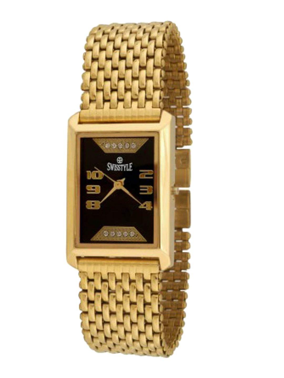 swisstyle men gold dial & gold textured straps analogue wrist watch ss-gsq1194-gld-gld