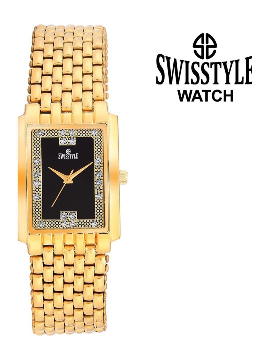 swisstyle men gold-toned brass dial & gold toned bracelet style straps analogue watch