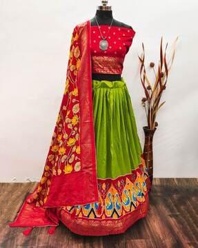 swomen printed a-line lehenga choli set with dupatta