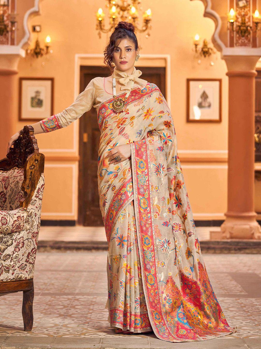 swornof floral woven design zari saree