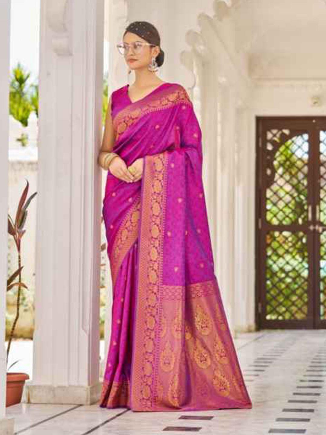 swornof woven design zari silk blend saree