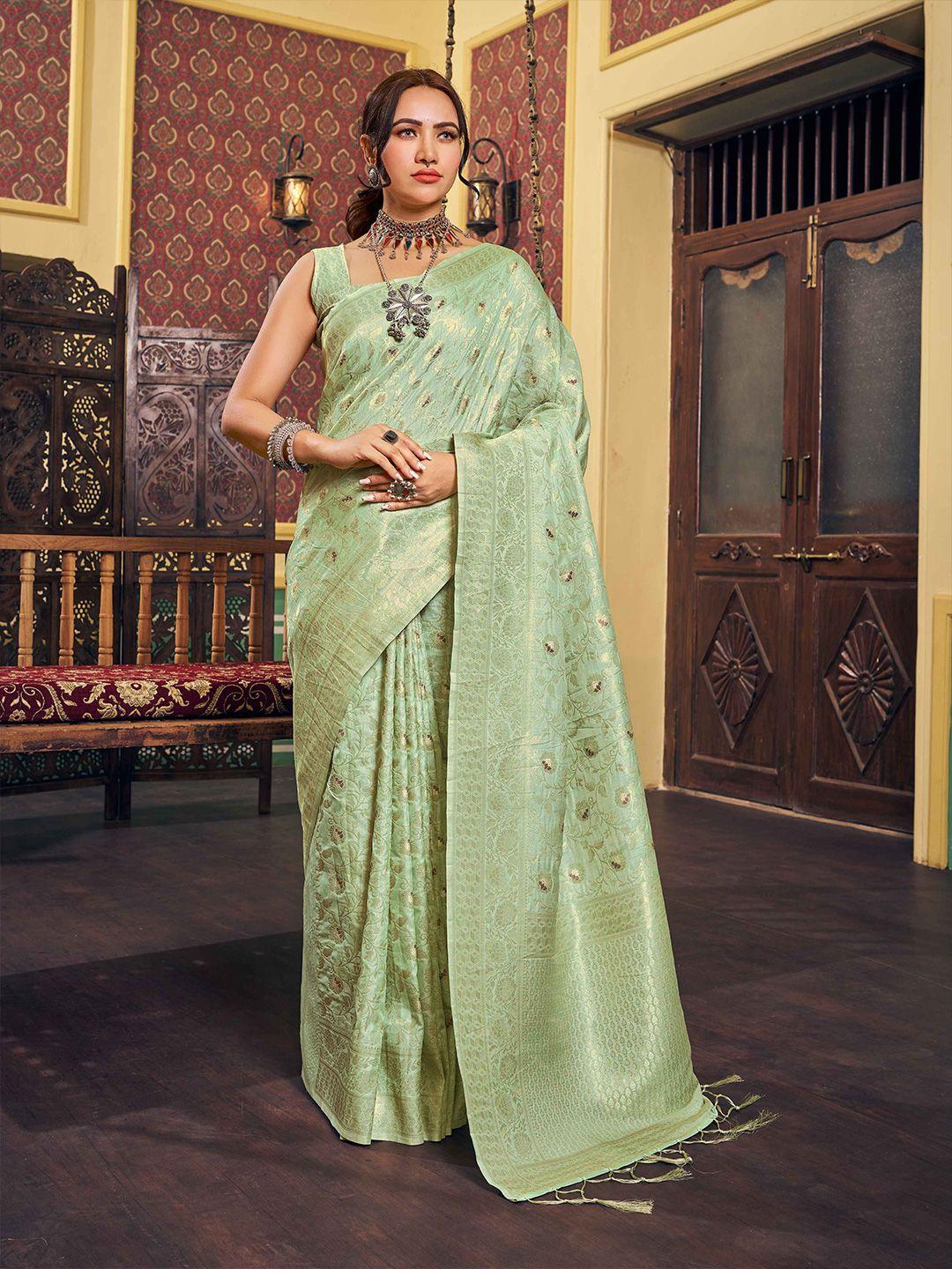 swornof woven design zari silk blend saree