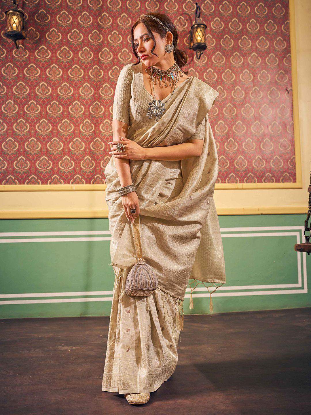 swornof woven design zari silk blend saree