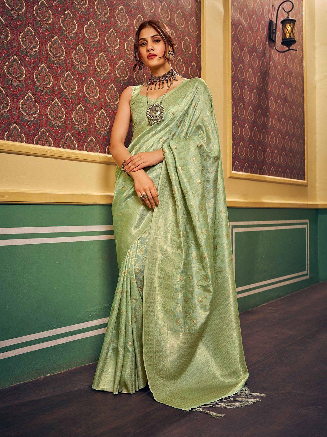 swornof woven design zari silk blend saree