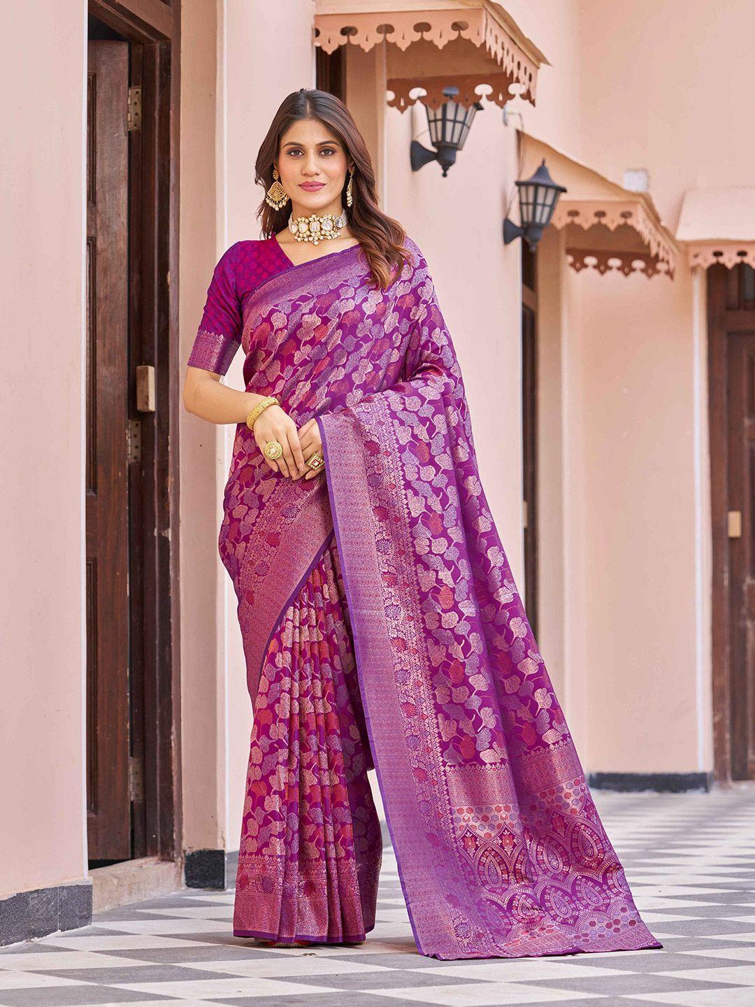 swornof woven design zari silk blend saree