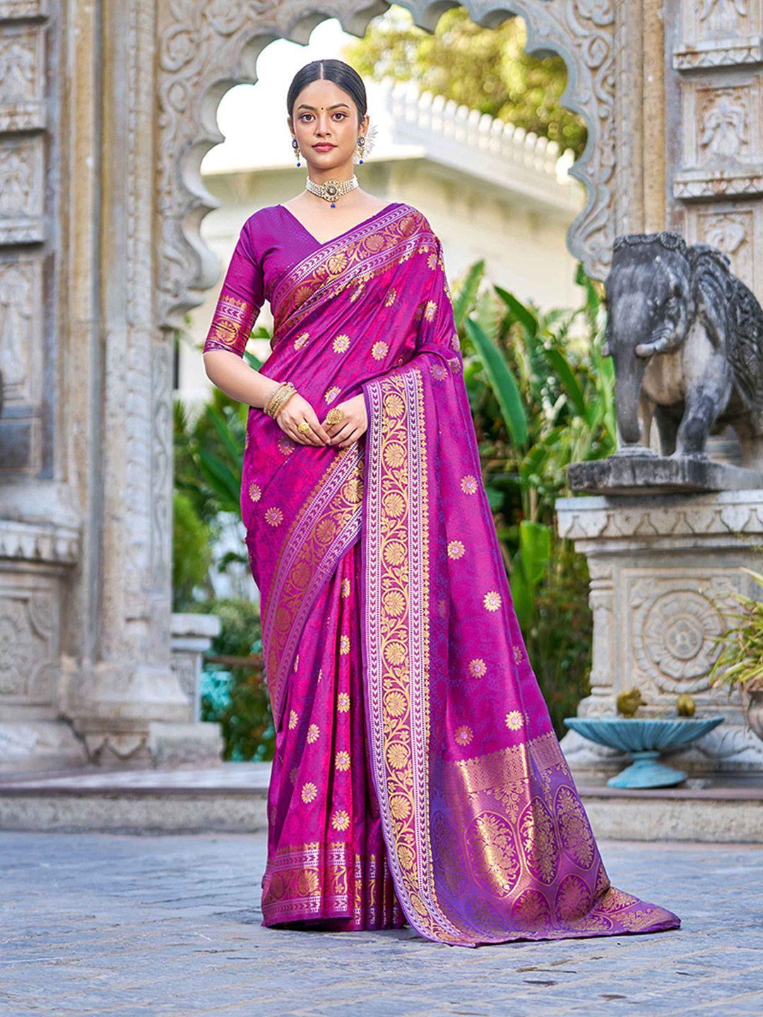 swornof woven design zari silk blend saree