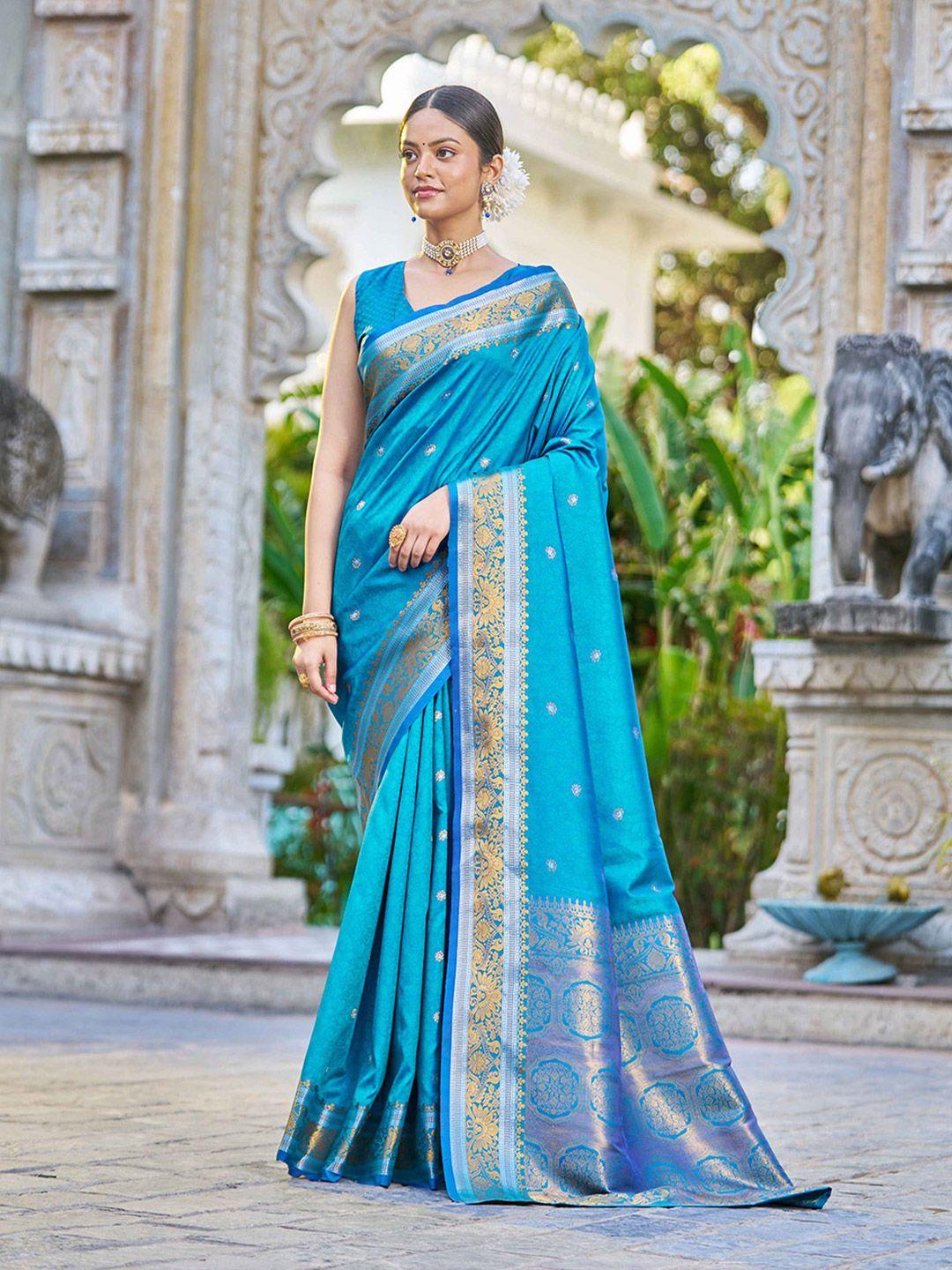 swornof woven design zari silk blend saree