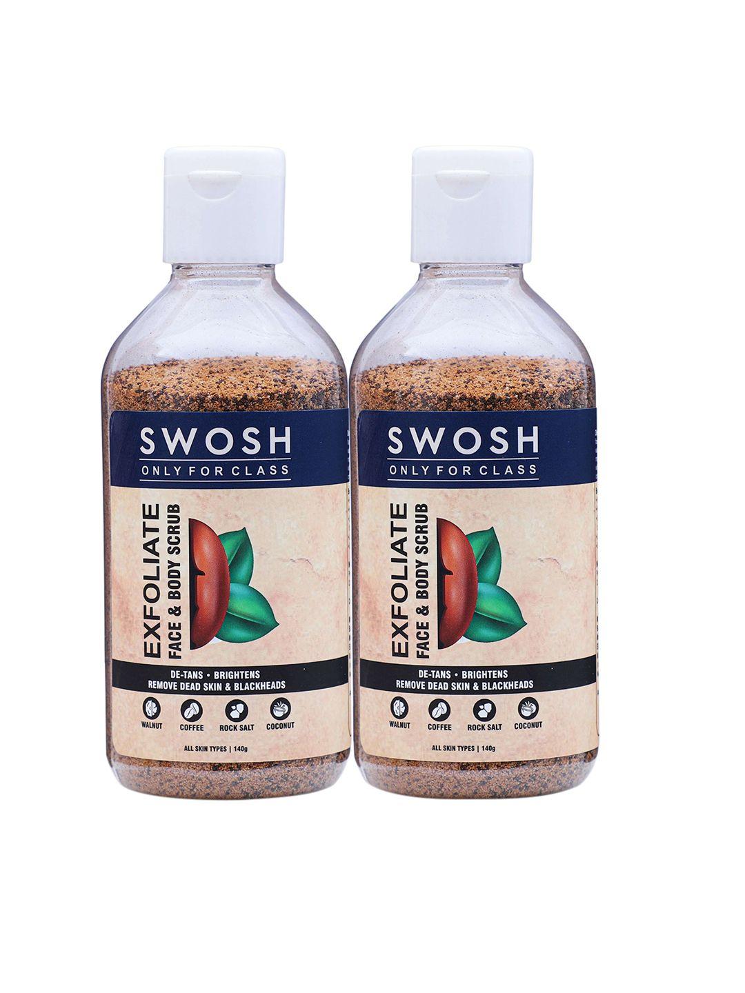swosh set of 2 exfoliating face & body scrub to remove dead skin - 140 g each