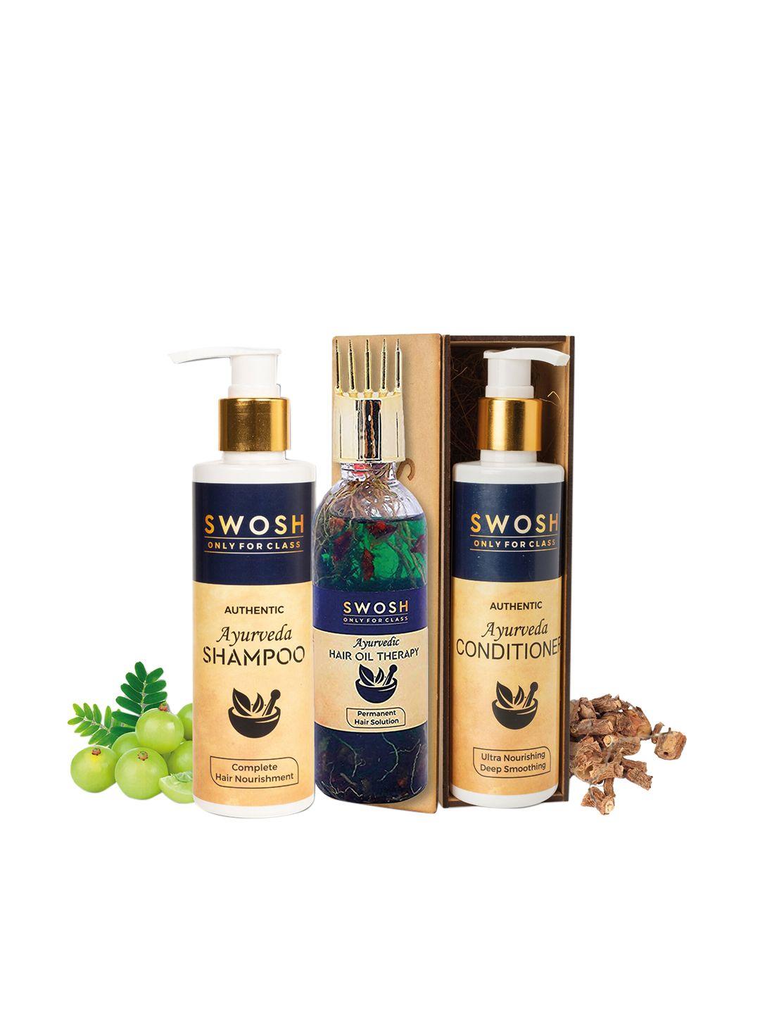 swosh combo of ayurvedic shampoo 200 ml - conditioner 200 ml - hair oil therapy 100 ml
