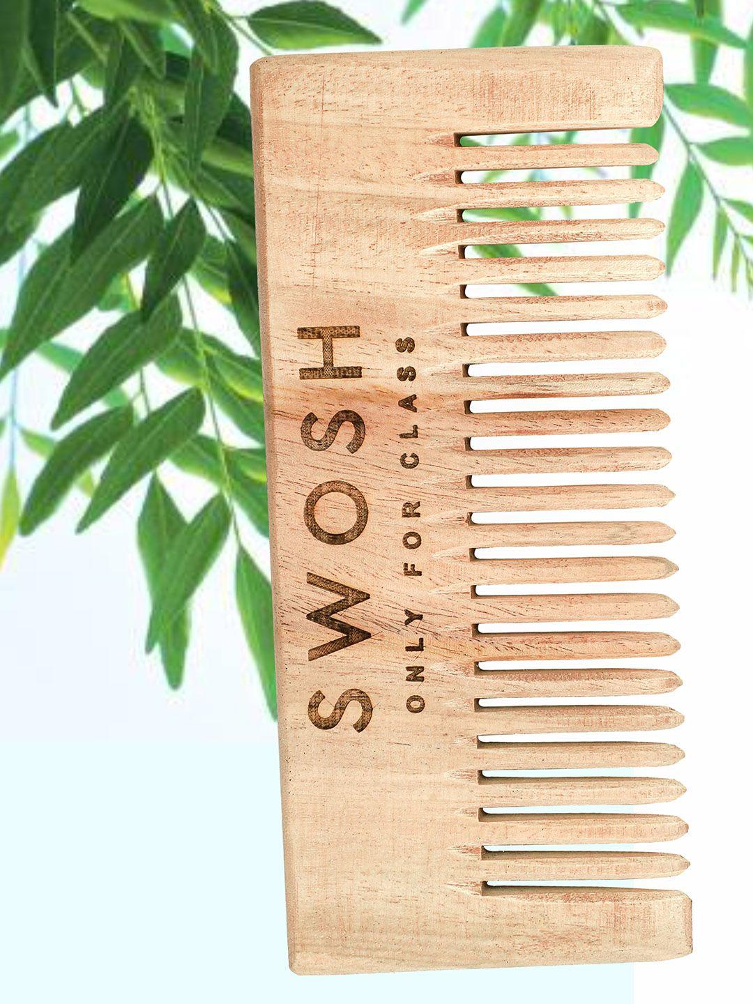 swosh eco-friendly neem wooden hair comb for healthy hair massage