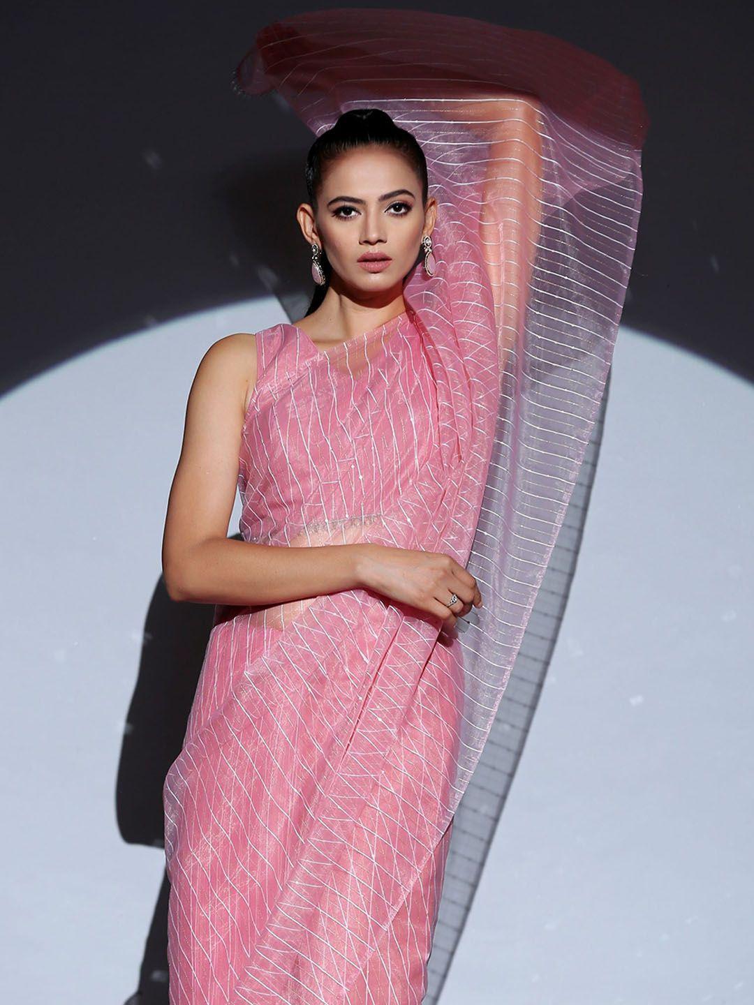 swtantra pink woven-design saree blouse
