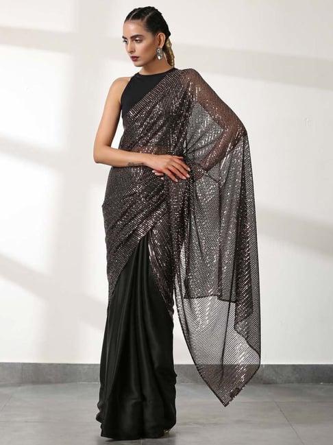 swtantra black embellised saree