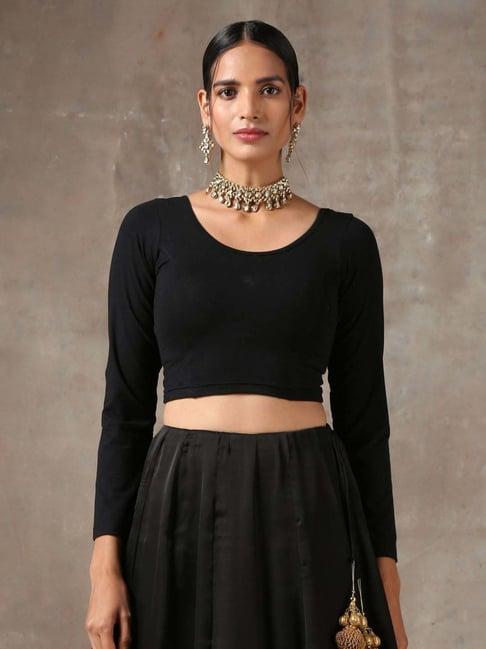 swtantra black plain readymade blouse