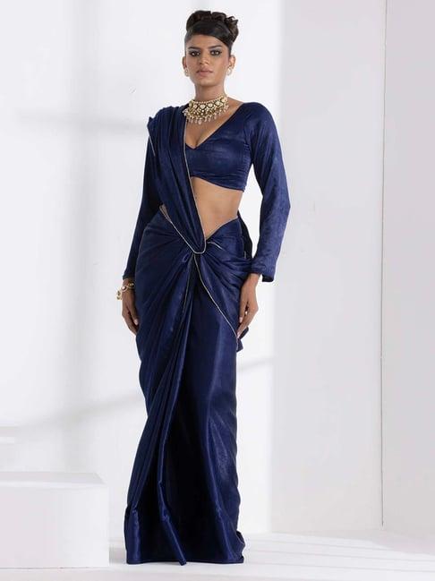 swtantra blue woven saree with blouse