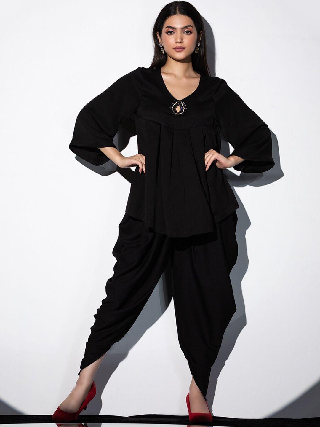 swtantra keyhole korean top with dhoti pants co-ords