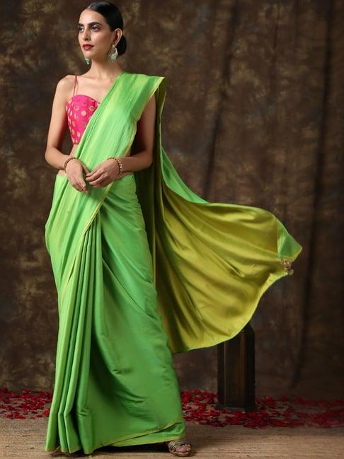 swtantra lime green plain saree