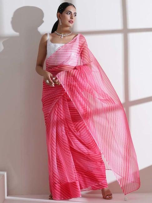 swtantra pink organza striped saree