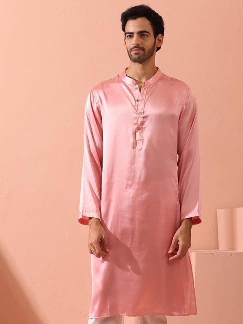 swtantra pink satin regular fit kurta